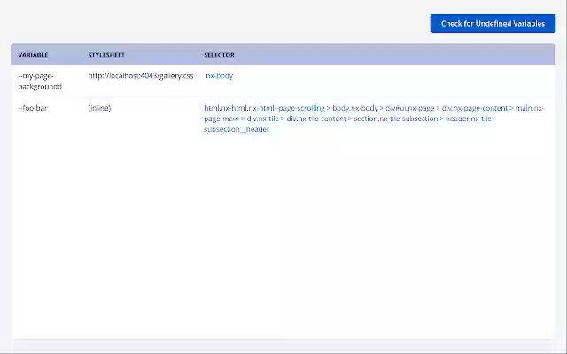 CSS Undefined Variable Checker  from Chrome web store to be run with OffiDocs Chromium online