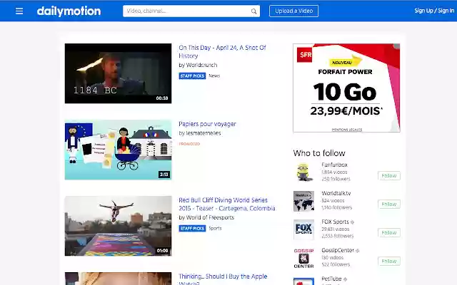 Dailymotion  from Chrome web store to be run with OffiDocs Chromium online