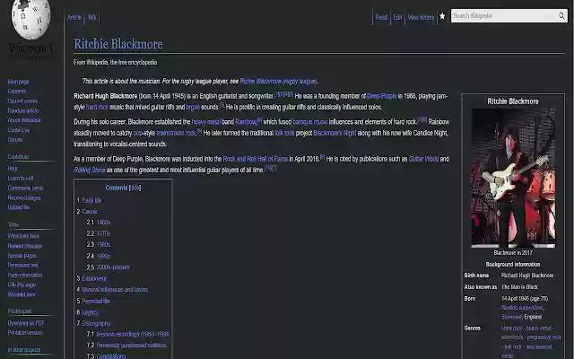 Darkipedia Dark Mode for Wikipedia  from Chrome web store to be run with OffiDocs Chromium online