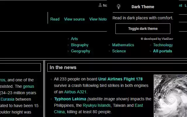 Dark theme by VladZavr  from Chrome web store to be run with OffiDocs Chromium online