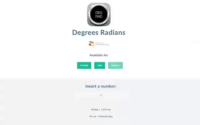 Degrees Radians  from Chrome web store to be run with OffiDocs Chromium online