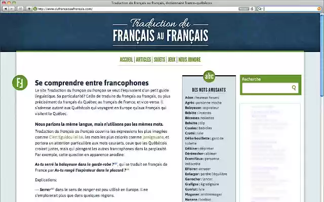 Dictionnaire québécois  from Chrome web store to be run with OffiDocs Chromium online