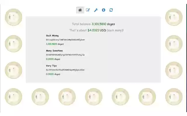 Dogecoin Balance Wow  from Chrome web store to be run with OffiDocs Chromium online