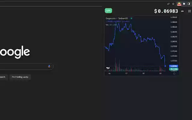 Dogecoin Price Ticker!  from Chrome web store to be run with OffiDocs Chromium online