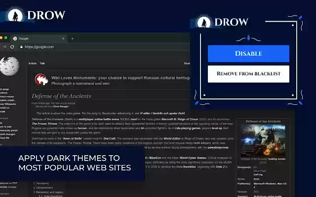 Drow Dark theme from Chrome web store to be run with OffiDocs Chromium online Drow Dark theme from Chrome web store to be run with OffiDocs Chromium online