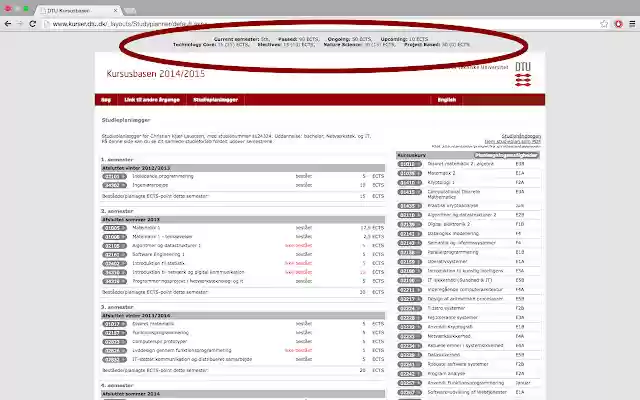 DTU CoursePlanner Accumulater  from Chrome web store to be run with OffiDocs Chromium online