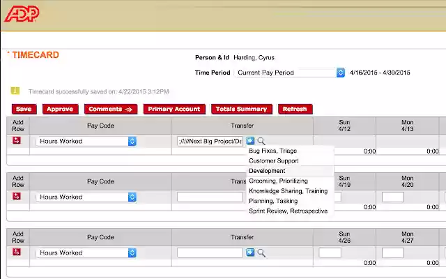 Easy ADP Timecards  from Chrome web store to be run with OffiDocs Chromium online