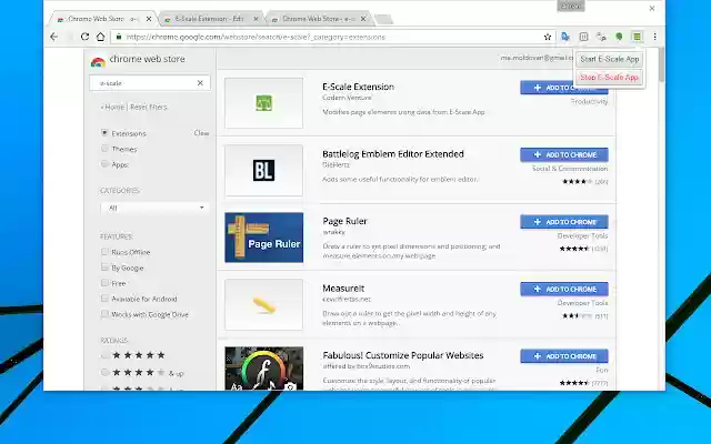 E Scale Extension  from Chrome web store to be run with OffiDocs Chromium online