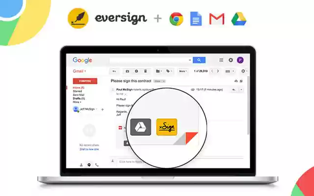 eversign: eSign in Gmail, Drive  Google Docs  from Chrome web store to be run with OffiDocs Chromium online