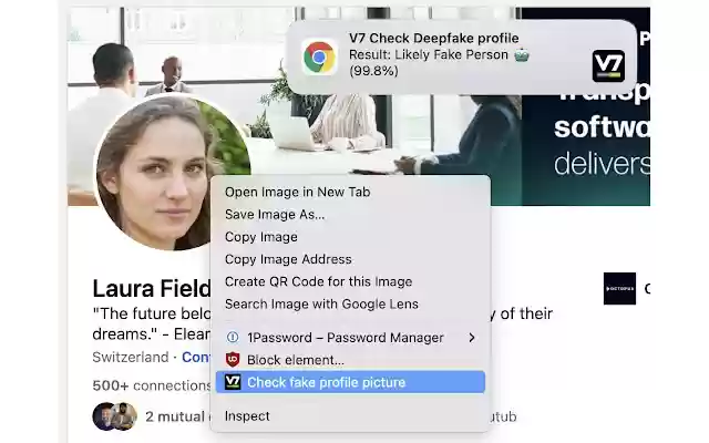 Fake Profile Detector (Deepfake, GAN)  from Chrome web store to be run with OffiDocs Chromium online