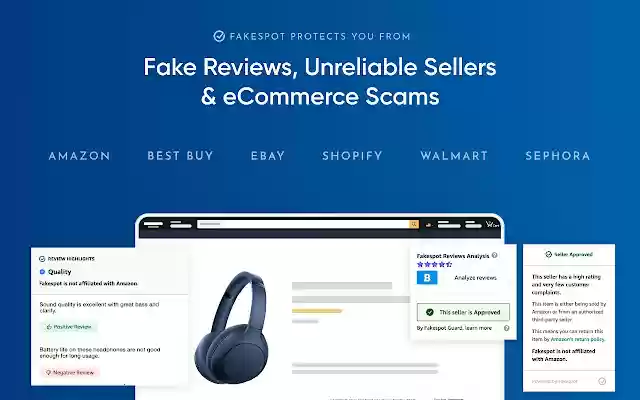 Fakespot Fake Amazon Reviews and eBay Sellers  from Chrome web store to be run with OffiDocs Chromium online