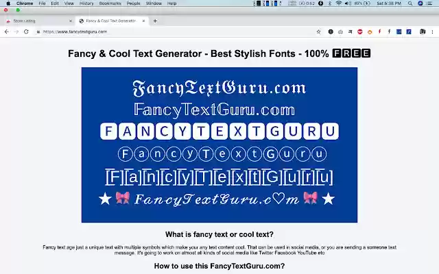 Fancy Cool Text Generator از فروشگاه وب Chrome برای اجرا با OffiDocs Chromium به صورت آنلاین