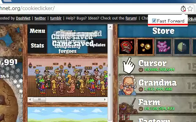 Fast Forward Cookie Clicker from Chrome web store to be run with OffiDocs Chromium online Fast Forward Cookie Clicker from Chrome web store to be run with OffiDocs Chromium online
