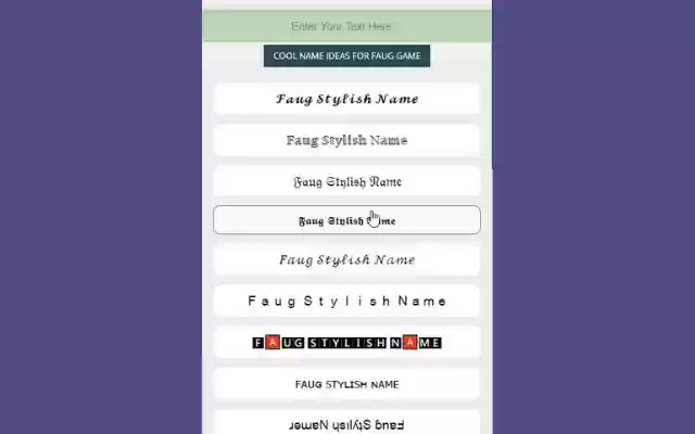 FAUG Stylish Text Generator  from Chrome web store to be run with OffiDocs Chromium online