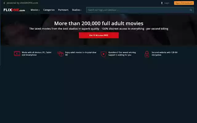 FLIXONE.com offers hassle free adult movies  from Chrome web store to be run with OffiDocs Chromium online