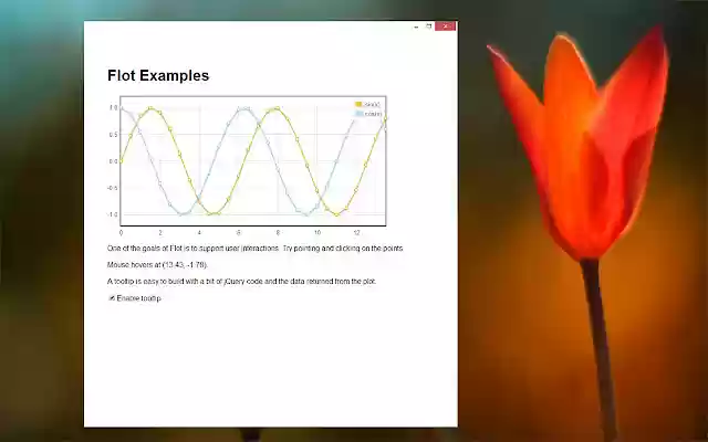 flot_Interacting chart  from Chrome web store to be run with OffiDocs Chromium online