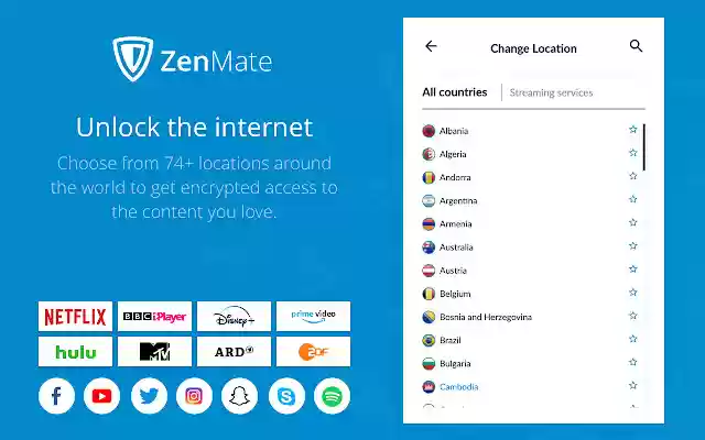 OffiDocs Chromium çevrimiçi ile çalıştırılacak Chrome web mağazasından ücretsiz VPN ZenMate Chrome için En İyi VPN