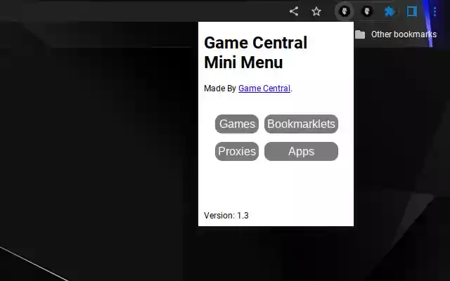 Game Central Mini Menu  from Chrome web store to be run with OffiDocs Chromium online