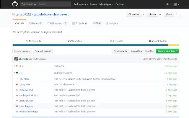 Github Icons Extension  from Chrome web store to be run with OffiDocs Chromium online