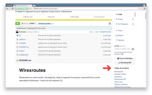 Github README TOC  from Chrome web store to be run with OffiDocs Chromium online