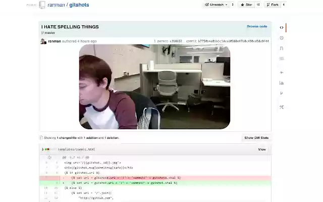 Gitshot pada Github daripada kedai web Chrome untuk dijalankan dengan OffiDocs Chromium dalam talian