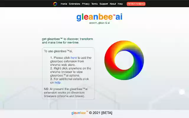 gleanbee ze sklepu internetowego Chrome, który można uruchomić z OffiDocs Chromium online