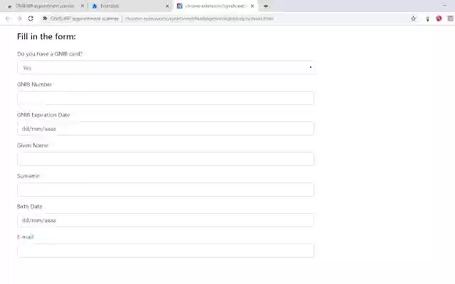GNIB/IRP appointment scanner from Chrome web store to be run with OffiDocs Chromium online GNIB/IRP appointment scanner from Chrome web store to be run with OffiDocs Chromium online