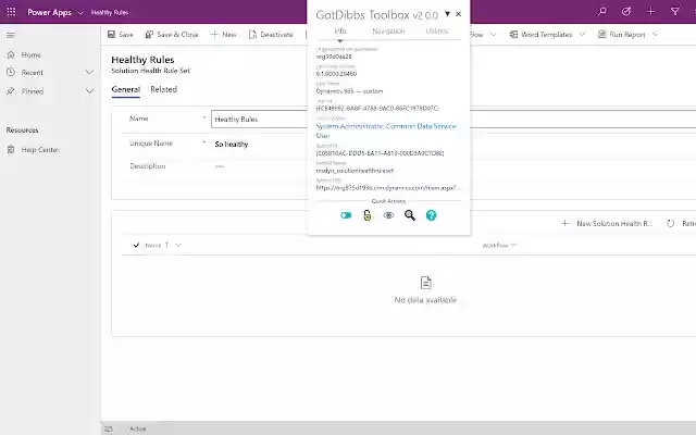 GotDibbs Toolbox für Dynamics 365/CRM aus dem Chrome-Webshop zur Ausführung mit OffiDocs Chromium online