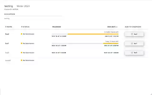 Gradescope أضف إلى التقويم من متجر Chrome الإلكتروني ليتم تشغيله مع OffiDocs Chromium عبر الإنترنت