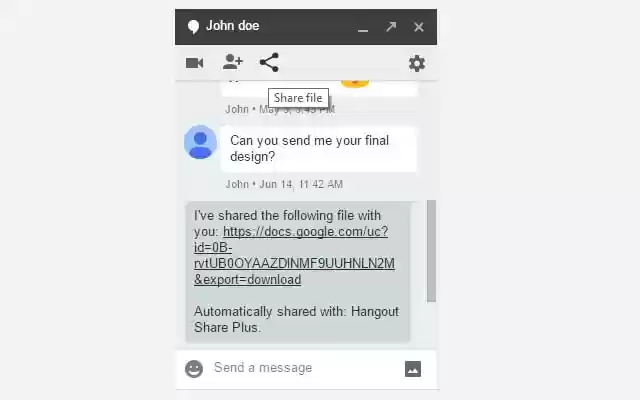 Hangout Share Plus beta  from Chrome web store to be run with OffiDocs Chromium online