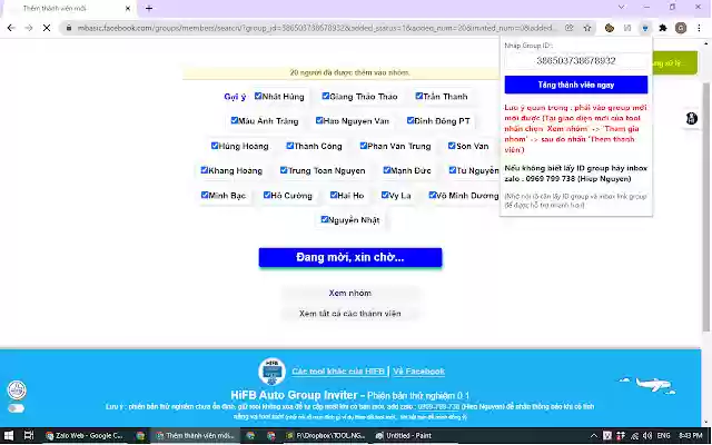 HiFB Auto Group Inviter Mời nhóm Facebook  from Chrome web store to be run with OffiDocs Chromium online