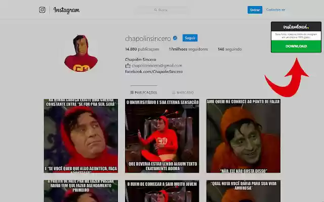 Instawload-Button aus dem Chrome-Webshop, der mit OffiDocs Chromium online ausgeführt werden soll