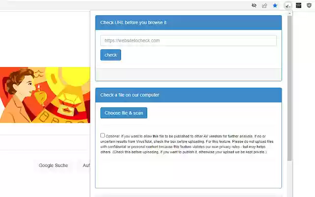 ipty.de/av Virus/Malware Link/File Checker  from Chrome web store to be run with OffiDocs Chromium online