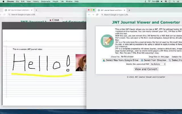 JNT Journal Viewer and Converter de la tienda web de Chrome se ejecutará con OffiDocs Chromium en línea