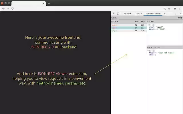 JSON RPC Viewer  from Chrome web store to be run with OffiDocs Chromium online