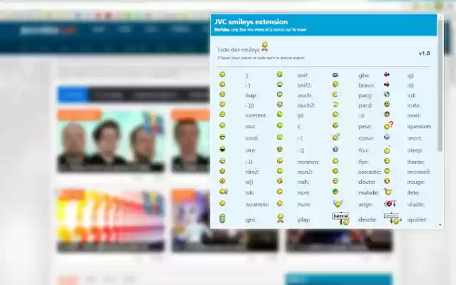 JVC smileys extension  from Chrome web store to be run with OffiDocs Chromium online