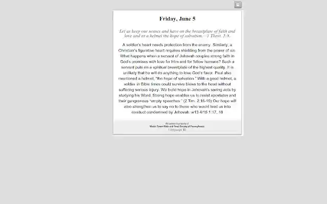 JW Daily Scripture  from Chrome web store to be run with OffiDocs Chromium online