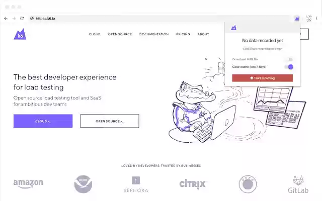 k6 Browser Recorder aus dem Chrome Web Store zur Ausführung mit OffiDocs Chromium online