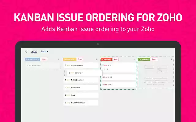 Kanban issue ordering for Zoho  from Chrome web store to be run with OffiDocs Chromium online