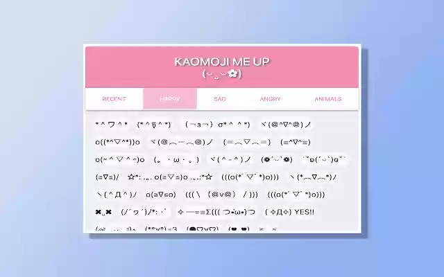 Kaomoji Me Up  from Chrome web store to be run with OffiDocs Chromium online