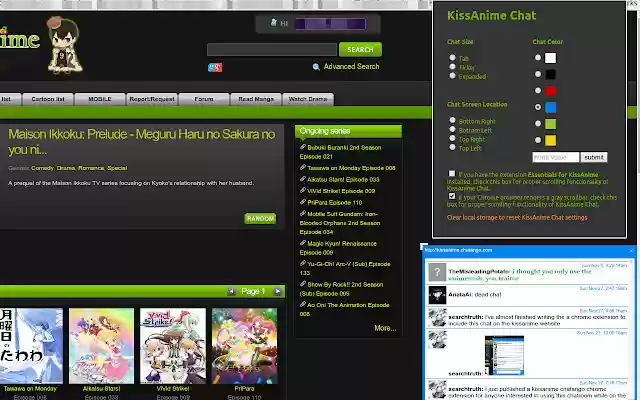 KissAnime Chat  from Chrome web store to be run with OffiDocs Chromium online