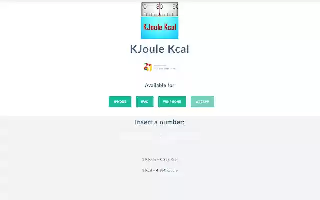 KJoule Kcal  from Chrome web store to be run with OffiDocs Chromium online