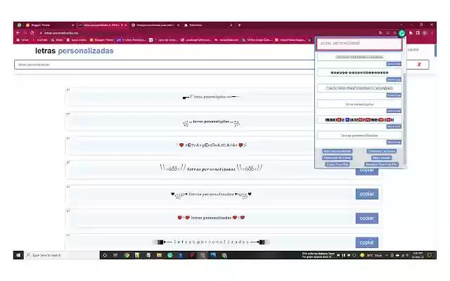 letras personalizadas  from Chrome web store to be run with OffiDocs Chromium online
