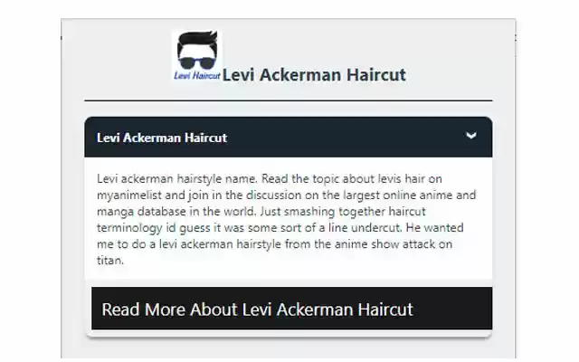 Levi Ackerman Haircut  from Chrome web store to be run with OffiDocs Chromium online