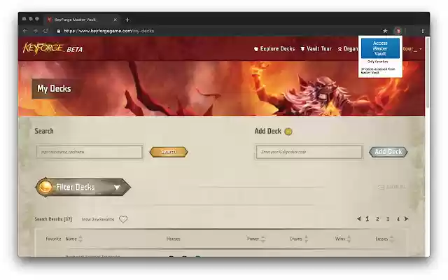 Library Access: KeyForge Deck Sync Tool  from Chrome web store to be run with OffiDocs Chromium online