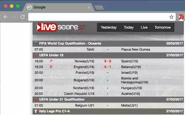 LiveScore.BZ Live Football Scores  from Chrome web store to be run with OffiDocs Chromium online