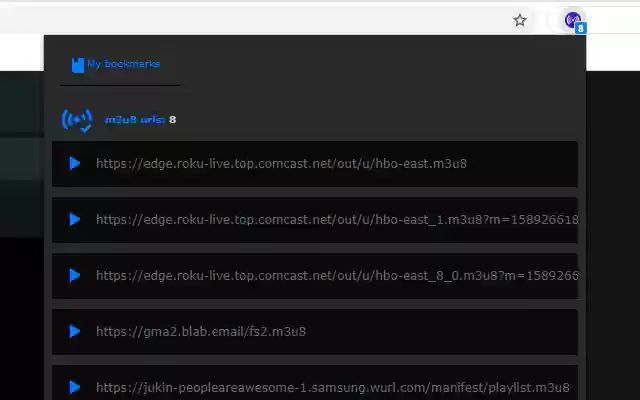 M3U8 finder and HLS player  from Chrome web store to be run with OffiDocs Chromium online