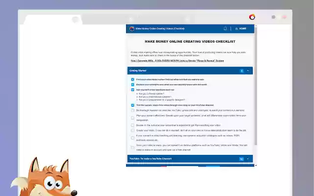 Make Money Online Creating Videos (Checklist)  from Chrome web store to be run with OffiDocs Chromium online