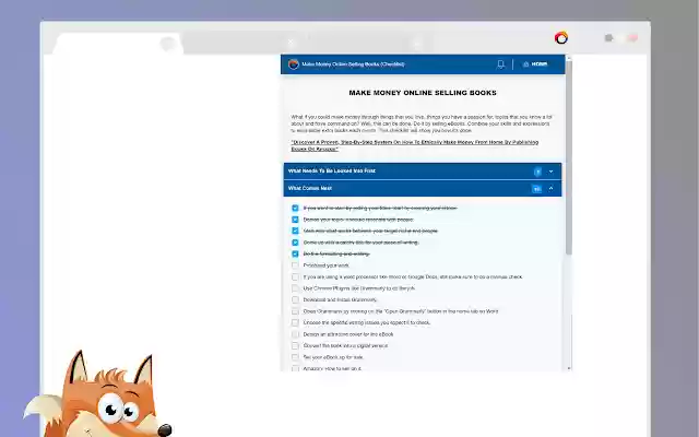 Make Money Online Selling Books (Checklist)  from Chrome web store to be run with OffiDocs Chromium online