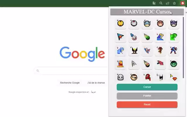 MARVEL DC Cursor  from Chrome web store to be run with OffiDocs Chromium online